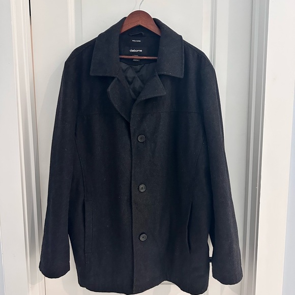 Claiborne Men's Dark Gray/Black Pea Coat